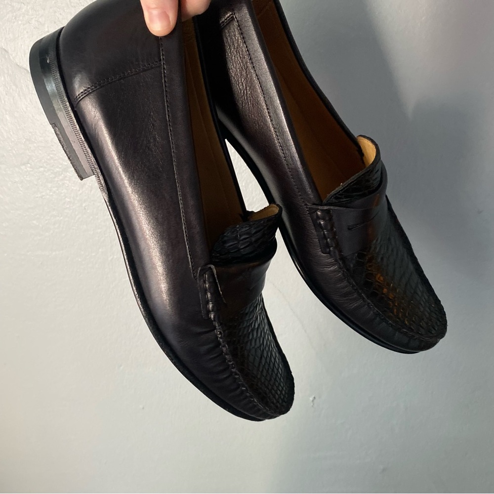 Mezlan Genuine Crocodile Black Leather Loafers Mens Dress Shoe Luxury - Picture 4 of 15
